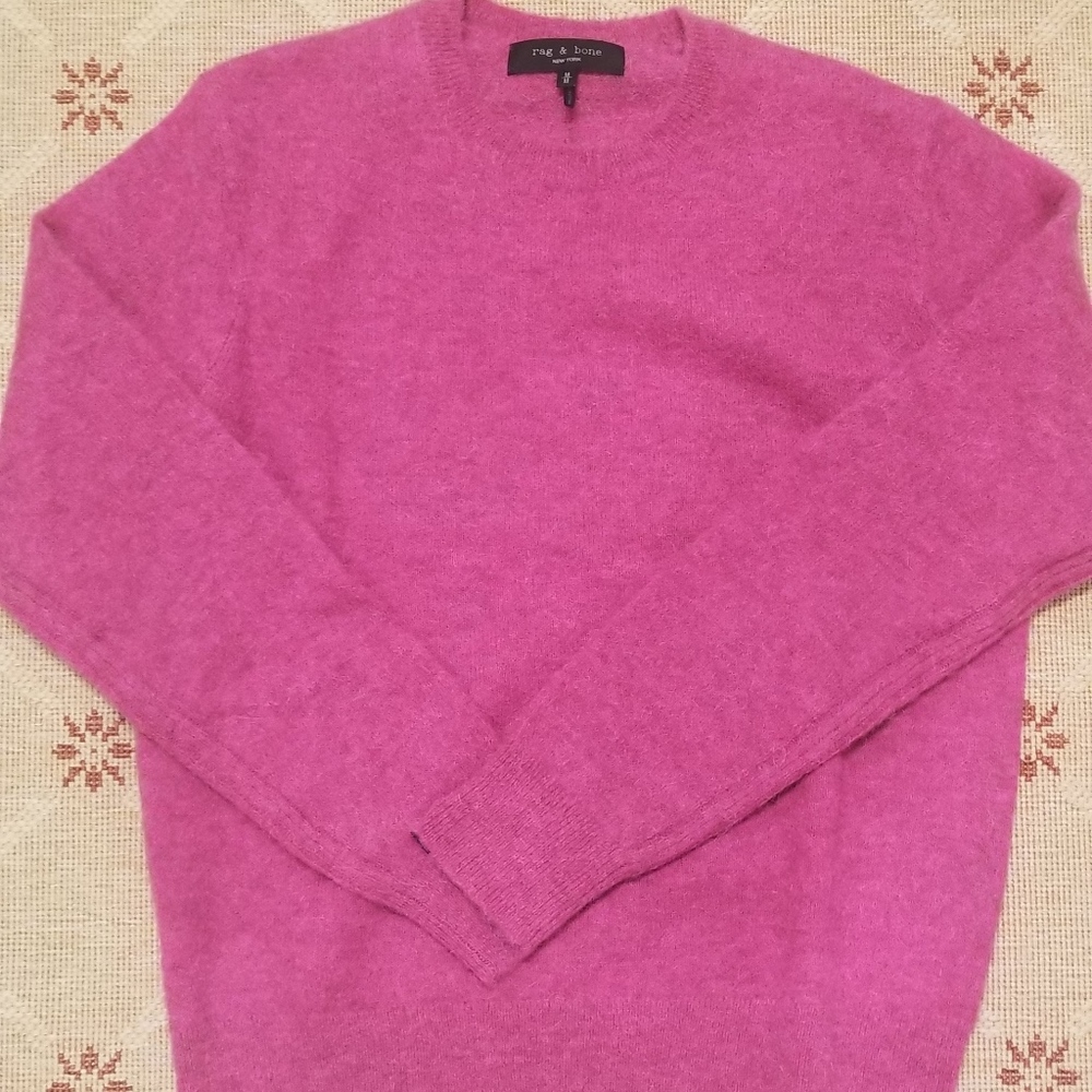 Rag + Bone Arnie Crew cashmere sweater, pink